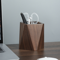 Solid wood pen holder creative multifunctional office high-end minimalist modern student desktop containing pendulum custom logo
