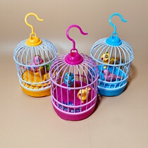 Voice-activated induction luminous bird Childrens electric pet toy simulation bird cage can move and call talking parrot