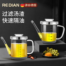 Oil separating pot glass filter soup pot kitchen filter oil theorizer stainless steel strainer oil cup oil residue separating household oil tanks