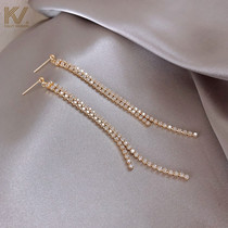 Tassel earrings 2021 New Tide Korean flash Diamond advanced sense atmospheric fashion earrings female temperament long earrings female temperament