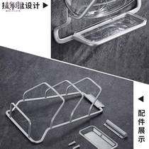 Frying pan cover rack Punch-free kitchen household wall-mounted shelf cutting board storage supplies with water tray rack
