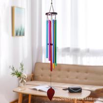 Bell Poly House Cross Border European And European Pine Wood Metal Six Color Aluminum Tube Wind Bell Hanging Decoration Handicraft Home Shop Decoration