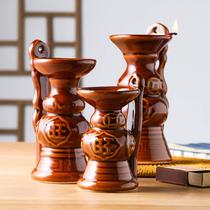 Sacrifice furnace Ancestor Tomb sweeping dedicated to ceramic household butter lamp long light indoor oil lamp Buddha lamp candle holder lamp holder