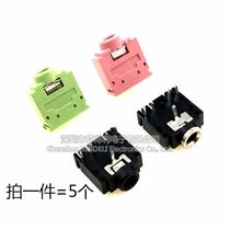 Environmental protection 3 5mm audio socket copper head dual channel female headphone jack 5 feet 3F07 pink green black