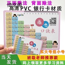 Nine-nine multiplication formula table Primary School students second grade wall sticker division portable 99 multiplication table card oral calculation card teaching aid