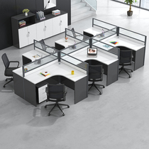 Child Positive Station Desk White Screen Office Table And Chairs Combination Brief Modern Deco Staff Staff Table
