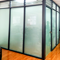 Glass soundproof partition wall Office high partition Aluminum alloy hollow shutters Finished double tempered glass screen