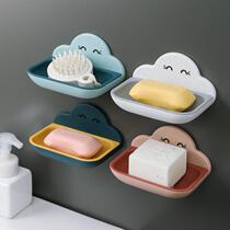 Strong non-trace paste drain soap box creative double bathroom shelf suction Wall soap box soap box