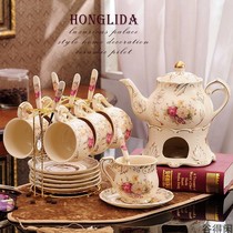 Flower tea tea set set household simple European-style ceramic candle heating brewing fruit tea teapot afternoon tea teacup