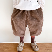 Children light Core velvet big PP pants 2022 Spring new Korea Custom Art Van boy girl loose 80% pants