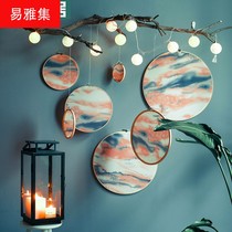Retro literature bamboo embroidery stretch hanging decoration wedding decoration living room decoration wall pendant jewelry storage rack