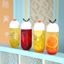 Net celebrity disposable milk tea cup Plastic cup Commercial juice wide mouth beverage bottle with lid Lanxiong fresh milk capsule bottle