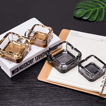 European ashtray household crystal glass ashtray living room hotel Internet cafe personality Square small bed ashtray