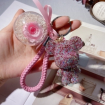 Korean creative Diamond Bear doll backpack pendant ins personality key ring chain fashion mens and womens schoolbag hanging