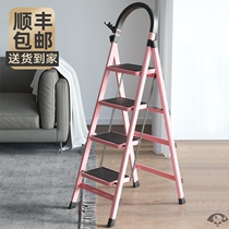 Ladder telescopic flower stand attic portable bold lengthened straight ladder telescopic ladder indoor multifunctional thickened herrink fork ladder