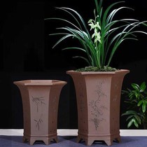 Vase ceramic plant pot orchid box special pot Tiger Pilan simple large with hole purple sand basin round pot
