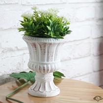 Fuzhong ceramics European-style retro Roman home White terracotta old pile terracotta Grand prize cup basin High-legged fleshy flower pot
