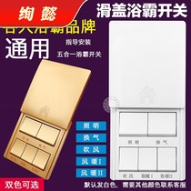 Household five-open Bath switch 5 five-in-one sliding cover bathroom bathroom heater universal air heating waterproof panel