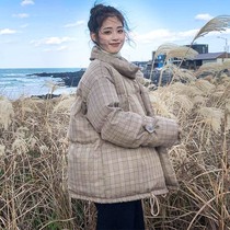 Anti-season cotton clothes female Korean loose student plaid cotton padded jacket 2021 New down cotton short ins bread clothing