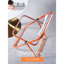 Acrylic folding chair Nordic transparent folding chair household dining chair Net red is backrest chair design simple
