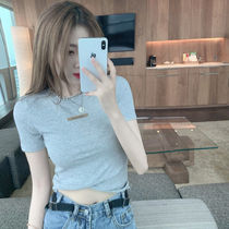  Short-sleeved T-shirt womens summer 2021 Korean version of the new slim-fitting thin half-sleeved top small wild bottoming shirt