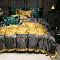High-end European style 140 silk cotton cotton six-piece golden embroidery court Villa Model Room 1 8 bedding