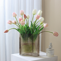High-end Hand Feel Tulip Emulation Flower Pendulum Pieces Nordic Wind Bedroom Living Room Decoration Flowers Tea A Few Table Furnishing Fake Flowers