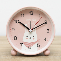  Silent desktop small alarm clock Cartoon style simple high school bedroom clock Special luminous bedside clock for students