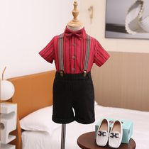 Summer baby year-end party dress Boy suit suit Flower girl Formal child Baby birthday bib pants England