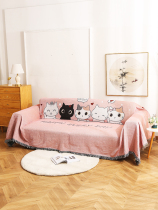 Pink Cartoon Cotton Linen Sofa Geb Sofa Towels Full Cover Nordic Sofa Cover Sofa Cushions Inwind Scarves