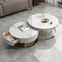 Rockboard tea table Nordic Wind Living room Circular drawers minimalist modern tea table Home Small family Type tennis Red light lavish tea table