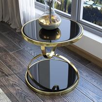 Rear modern glass rounded edges several living room Bedroom sofa edge a few small round table stainless steel idea Double small tea table