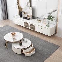 Light extravagant rock plate tea table TV cabinet Living room Small family Type Nordic modern minimalist storage lockers high-end furnishings