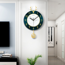 Nordic light luxury deer head wall clock Living room modern simple Copper household clock Personality creative decoration wall clock