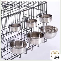 Stainless steel pet food basin hanging cage dog bowl pet supplies fixed cat bowl drinking basin anti-overturning