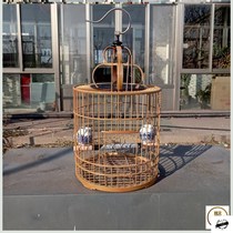 Bird cage thrush cage brush paint anti-corrosion belt cage wax mouth cage copper mouth cage bamboo round cage bamboo round cage with bottom full set