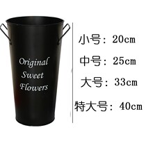 Dried flower vase bucket decoration wrought iron flower pot flower arrangement tin bucket flowers bamboo stick iron bucket retro