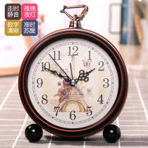 European-style retro simple wall-mounted alarm clock Creative personality bedside mute luminous table clock Children student small alarm clock