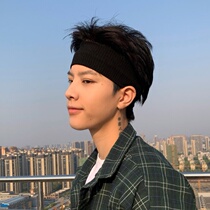 Hair band Mens tide handsome fashion trend hot-blooded block Japanese summer stretch sports headband fitness sweat-absorbing headband