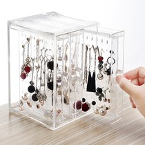 Jewelry box earrings storage box transparent earrings jewelry dustproof box hanging jewelry hanger home large capacity
