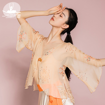  Classical dance gauze clothes elegant embroidery Chinese dance body rhyme clothes loose practice clothes tops ancient performance clothes YB32
