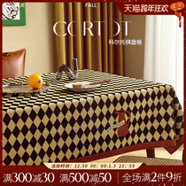 uara (Corto) retro checkerboard high-grade table tablecloth waterproof and oil-proof disposable light luxury table cloth thick