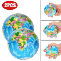 2PCS Stress Relief World Map Jumbo Ball Atlas Globe Palm Ba