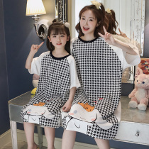 Childrens girls Summer Modale sleepwear short sleeve thin family home Ice Silk Pro female Chinese Wind Sleepwear