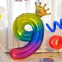 40 inch ins crown large number gradient color birthday aluminum film balloon childrens first birthday party decoration photo props