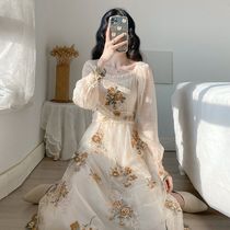 Skirt Women 2021 Spring Summer New French Court Vintage Fairy Party Dress Small Fragrant Gala Dress