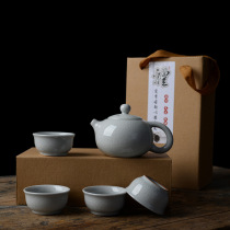 Cute tea set gift customization company business ceramic kung fu travel insurance opening event with hand gift