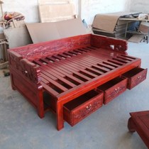 Luohan bed push-pull telescopic Villa Teahouse folding Zen sofa bed furniture home single mortise and tenon carved combination