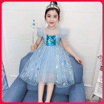 Korean girl dress summer dress Frozen Aisha Snow White dress little girl puffy gauze dress