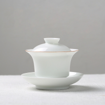 DECLEOR white porcelain bowl Jingdezhen not hot hand thin tire Yongle sweet white kung fu jade porcelain tea bowl tea cup set